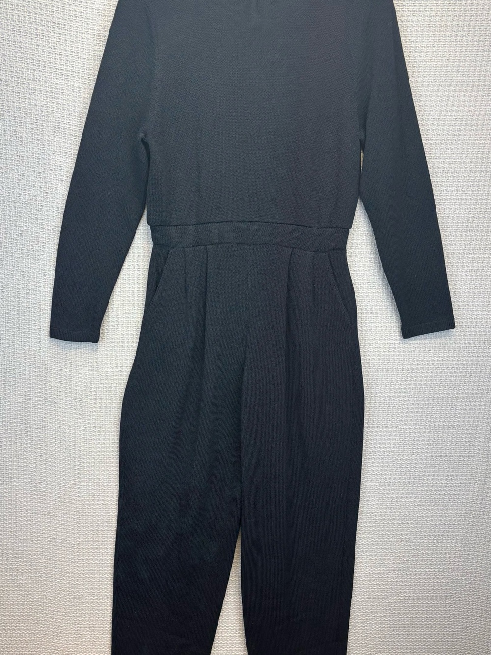 Vtg St John Knit Jumpsuit Black Size 8 Mock Turtleneck Classic Quiet Luxury EUC